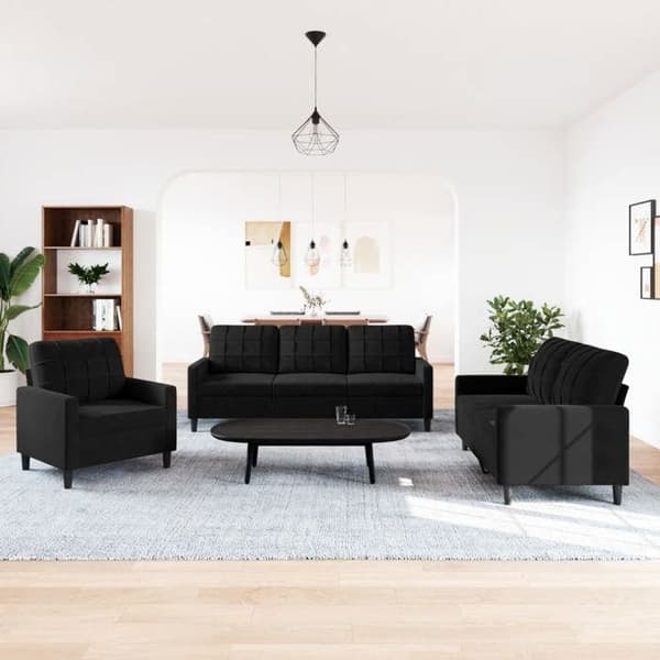 Maison Exclusive - Sæt af 3 sofaer med puder i sort velour