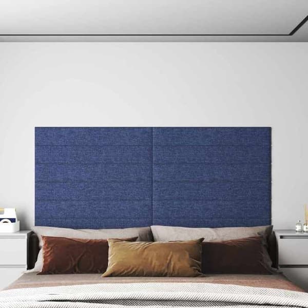 Væghovedgærde - EKSKLUSIV HUS - Rektangulær - Blå - 90 x 15 cm - Stof & ingeniørtræ Blå