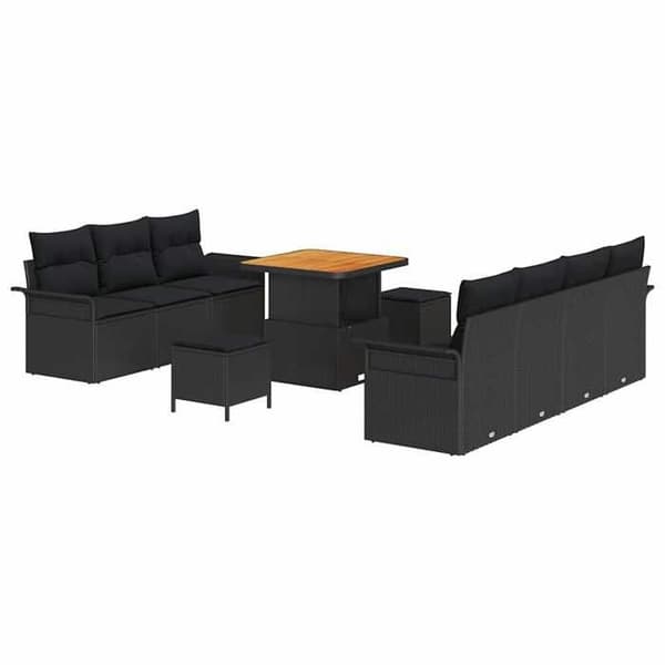 Maison Exclusive - 10 osan puutarhakalustesarja 9-hengen Musta