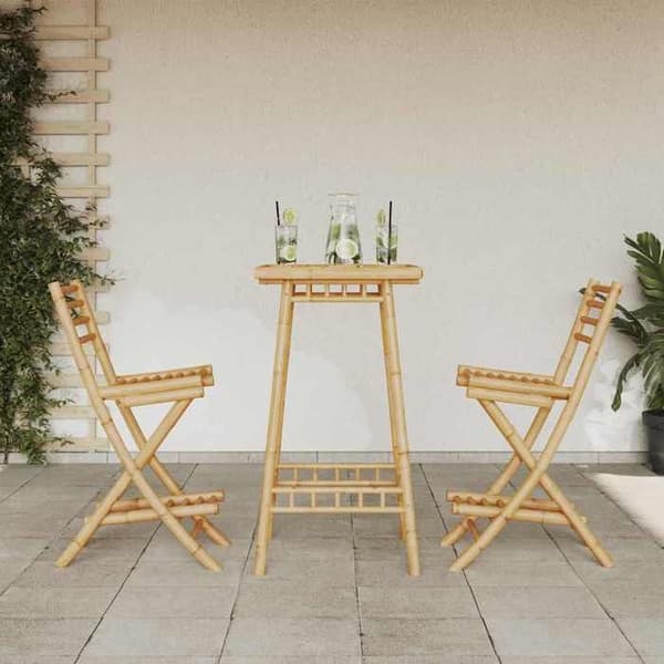 Utebarset - EXKLUSIVT HUS - Fällbart utomhusbarset 3 delar - Bambu - Ergonomisk ryggstöd - Fällbar