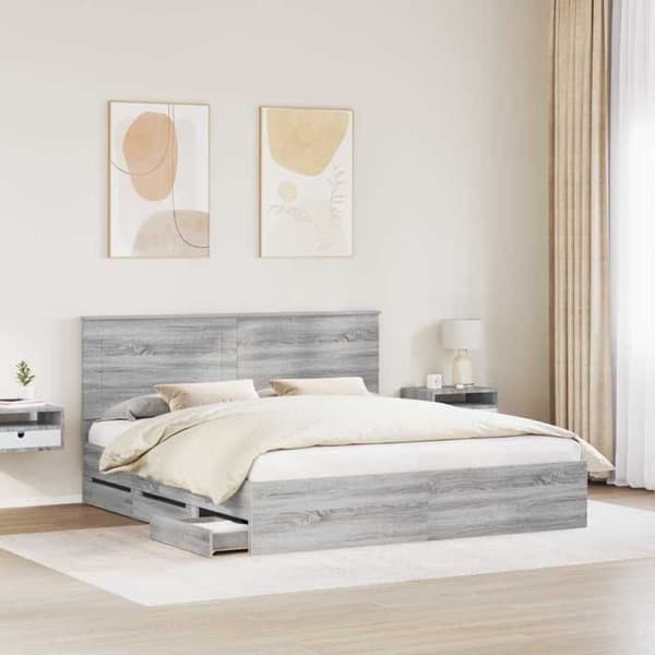 Maison Exclusive - Sängram Grå Sonoma 180 x 200 cm Ingenjörsträ