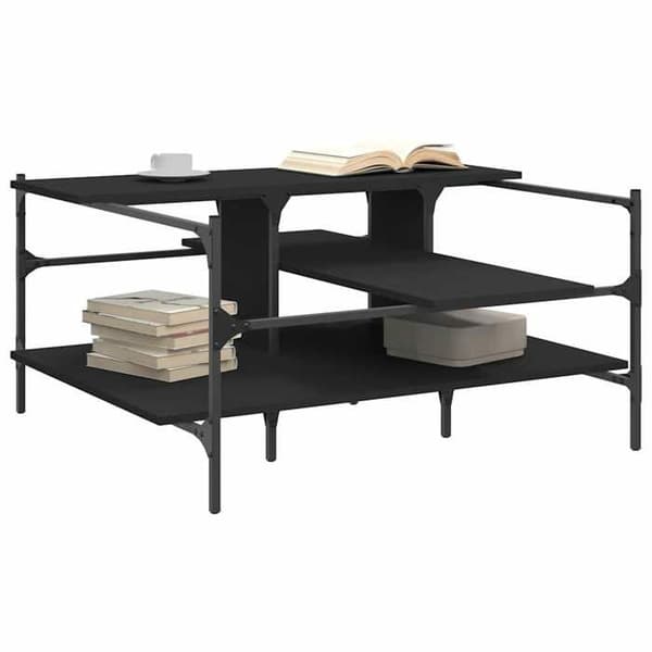 Bord - EKSKLUSIV HUS - 100 x 100 x 48,5 cm - Sort - Ingeniørtræ - Stålben Svart