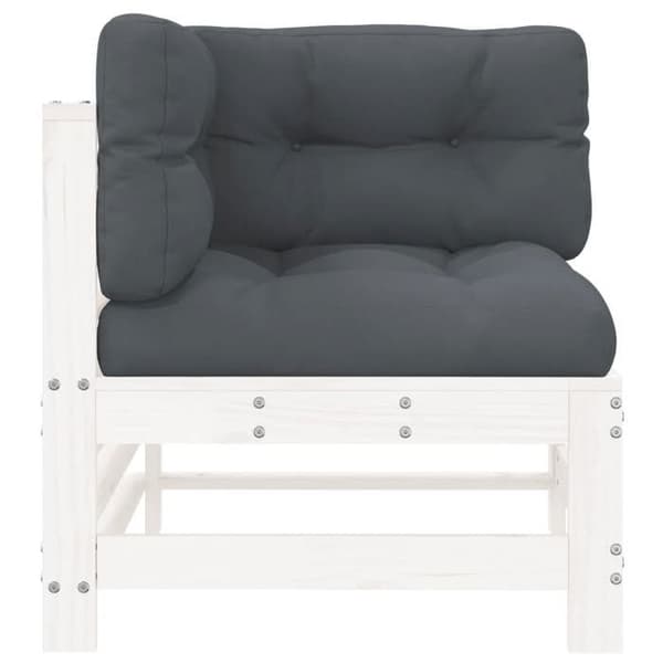 Maison Exclusive - Hörnsoffa med vita kuddar i solid furu