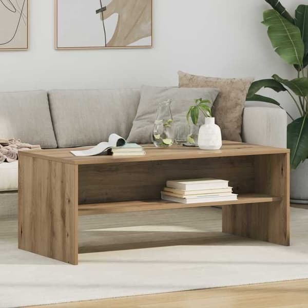 Bord - EKSKLUSIV HUS - 100 x 50 x 40 cm - Ingeniørtræ - Rektangulær - Indbyggede hylder