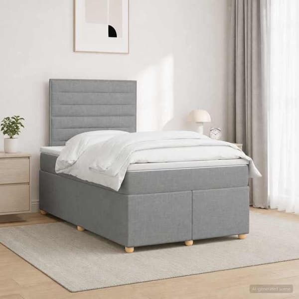 Maison Exclusive - Boxspring säng med madrass Ljusgrå 120 x 190 cm Tyg Ljusgrått