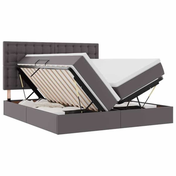 Maison Exclusive - Seng med opbevaring og madras med opbevaring Grå 180 x 200 cm