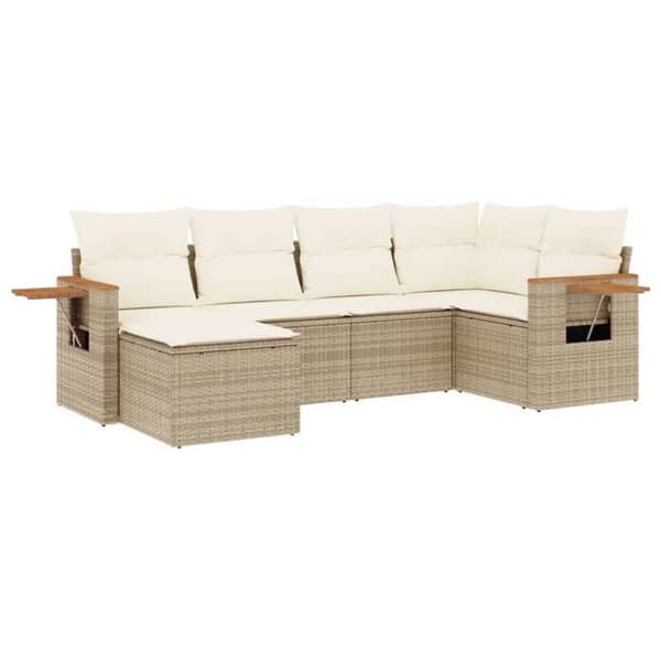 Maison Exclusive - Trädgårdsmöbler med kuddar 6 delar beige flätad resin beige