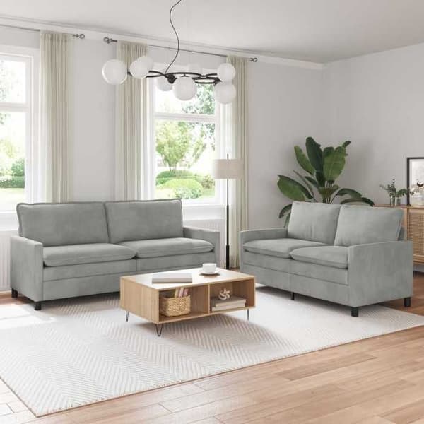 Maison Exclusive - Sæt af 2 sofaer Lys grå Velour