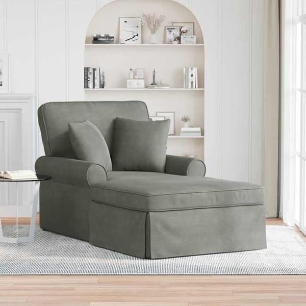 Maison Exclusive - Chaise lounge med skørt 3 pc Lys grå Corduroy stof