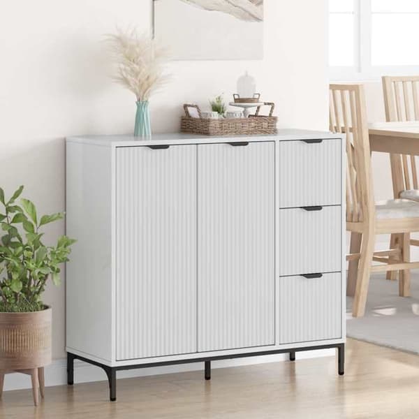 Buffé - EXKLUSIVT HEM - 89,5×33×82 cm - Blank vit - Ingenjörsträ - Kullagerfäste Strålande vit
