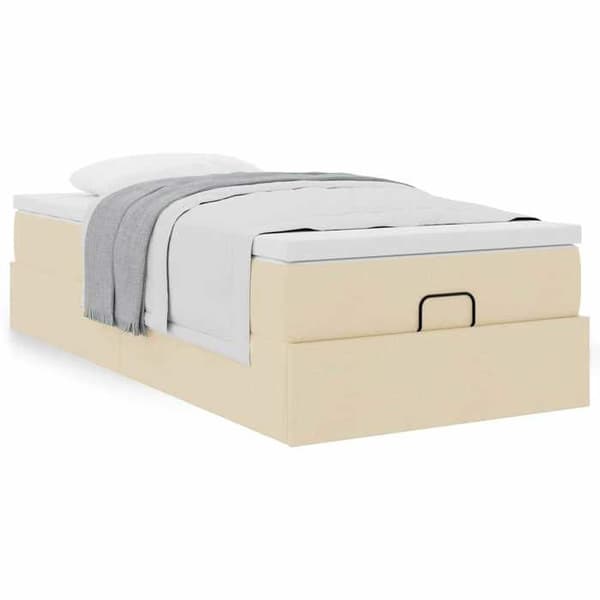 Maison Exclusive - Sängram ottoman med crème madrass 90x200 cm tyg fløde