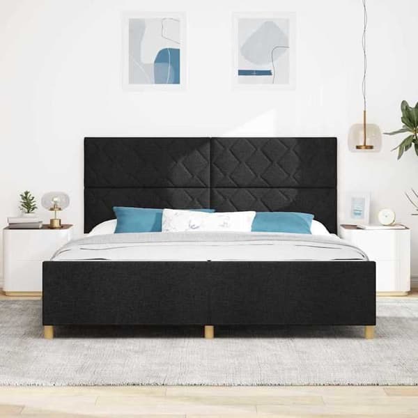 Sängram - EXKLUSIV HEM - Sammet - Svart - 200 x 200 cm - Dold förvaring Svart
