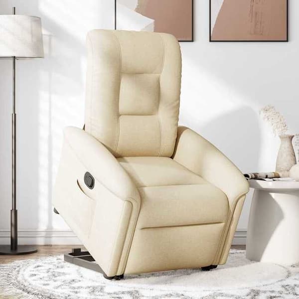 Maison Exclusive - Recliner Fåtölj Creme Tyg Grädde