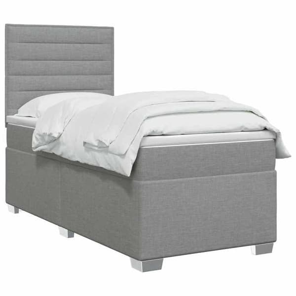 Maison Exclusive - Boxspring säng med madrass Ljusgrå 100 x 200 cm Tyg