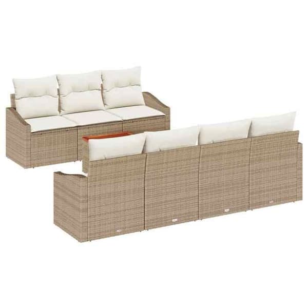 Maison Exclusive - 8 osan beige polyrottinkinen puutarhakalustesetti