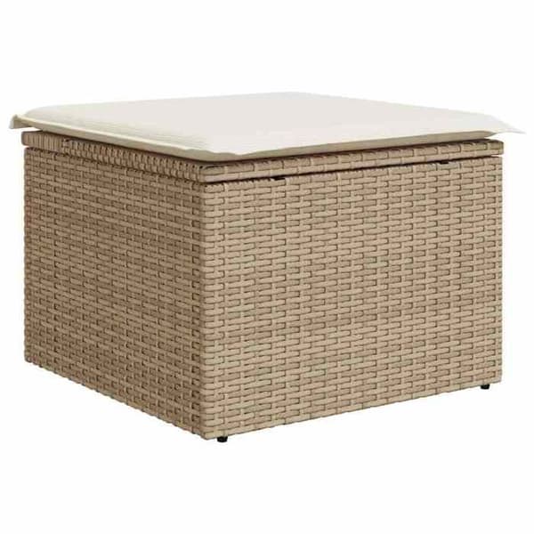Maison Exclusive - Trädgårdsmöbler med kuddar 7 delar beige flätad resin