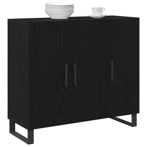 Maison Exclusive - Buffet Sort egetræ 90 x 34 x 80 cm Ingeniørtræ svart ek