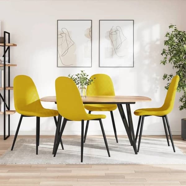 Maison Exclusive - Matstolar set om 4 Senapsgul Sammet Senap gul