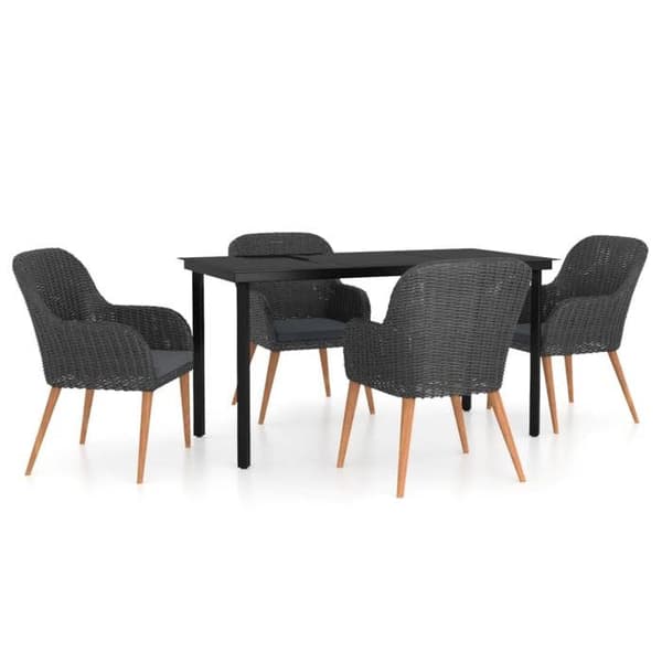 Maison Exclusive - Have spisebordssæt med puder 5 stk Sort
