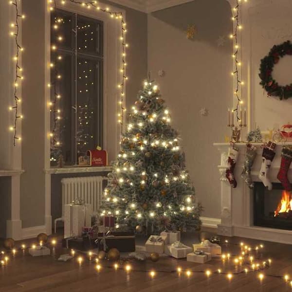 Lysguirlande - EKSKLUSIV HUS - 600 LED 60 m - Varm hvid - 8 effekter - IP44 Vit varm