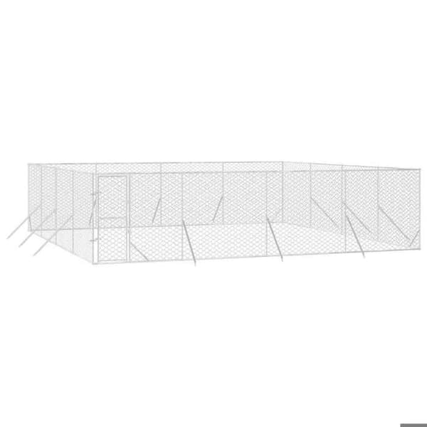 Exklusivt hus - Utomhus hundbur silver 8x8x2 m galvaniserat stål Silver