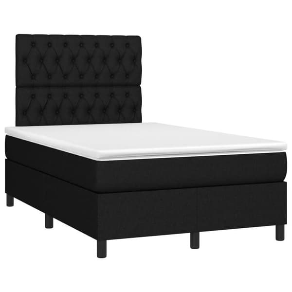 Maison Exclusive - Sengebund med lameller og sort madras 120x190 cm stof