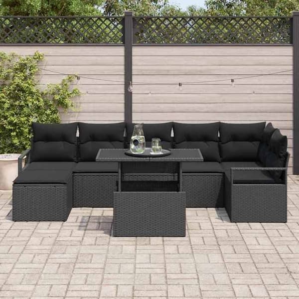 Maison Exclusive - 8 stk. have-sofa sæt i sort poly rattan