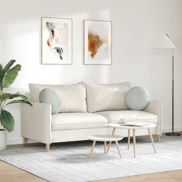 Sittkuddar - EXKLUSIVT HEM - Ø 40 x 13 cm - Sammet - Polyesterfyllning - Set om 2 Ljusgrått