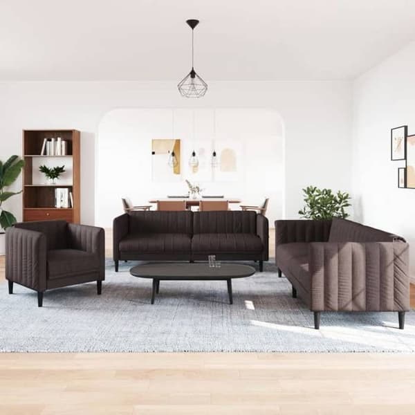 Maison Exclusive - 3-delat soffset i mörkbrunt tyg mörkbrun