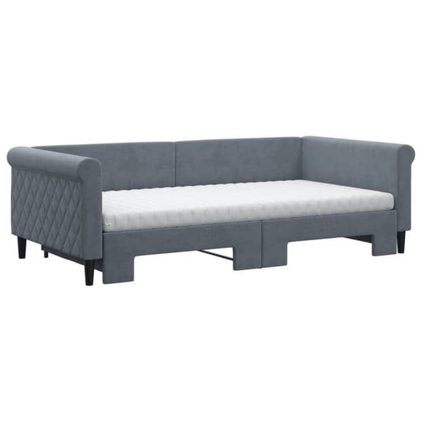Maison Exclusive - Päivävuode ja vuodevaatteet, tummanharmaa patja 100x200 cm samettia