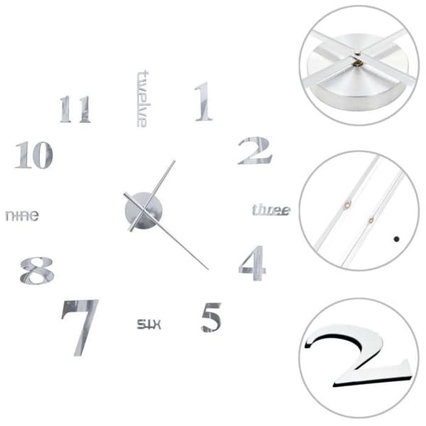 Vægur - EKSKLUSIV HUS - XXL 100 cm - Sølvfarvet - 3D-effekt - Blank finish Silver