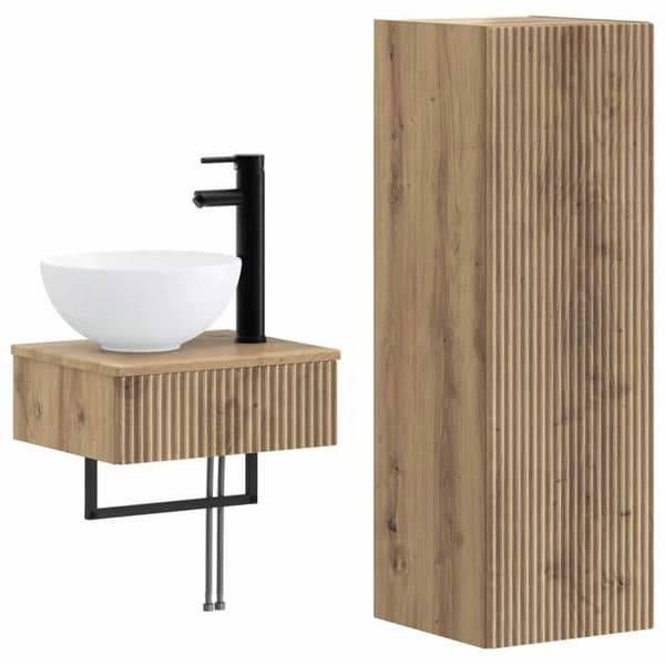 Maison Exclusive - Set med badrumsinredning 2 delar, hantverksmässig ek