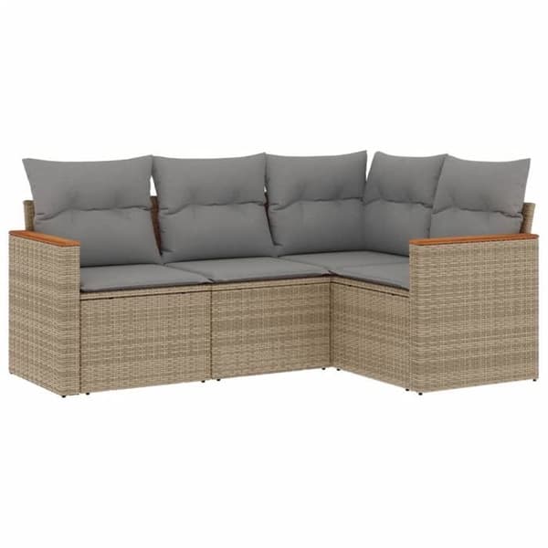 Maison Exclusive - Trädgårdsmöbler med kuddar 4 delar beige flätad resin