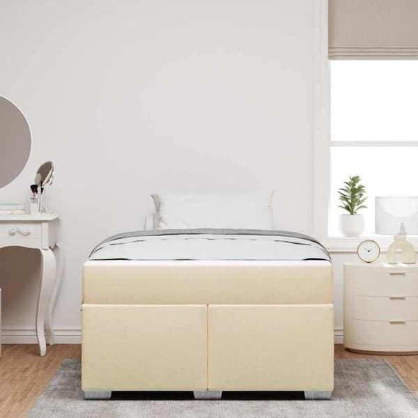 Maison Exclusive - Sängram med madrass Crème 120 x 200 cm tyg