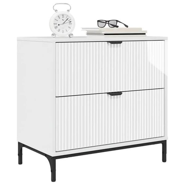 Maison Exclusive - Sängbord Vit glansig 63,5 x 36 x 61 cm Strålande vit