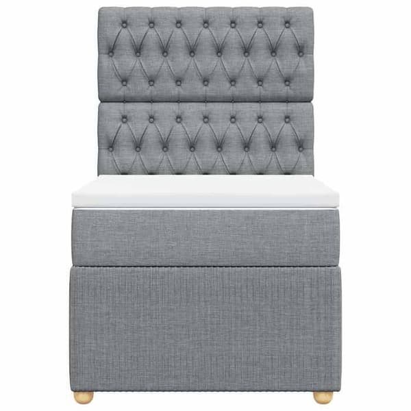 Maison Exclusive - Sengebund med lameller og lys grå madras 80x200 cm stof