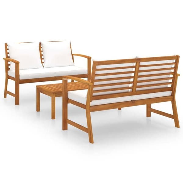 Maison Exclusive - Havegruppe 3 stk med pude i solid akacietræ