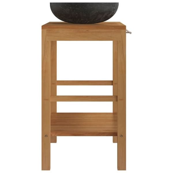 Maison Exclusive - Solid teak toalett skåp med svart marmor handfat Svart