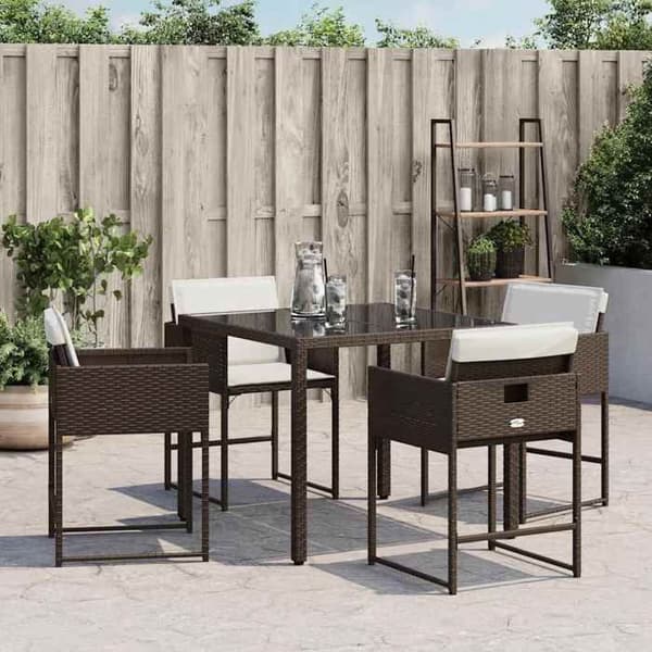 Maison Exclusive - Trädgårdsstolar med kuddar, set om 4, brun flätad resin brun
