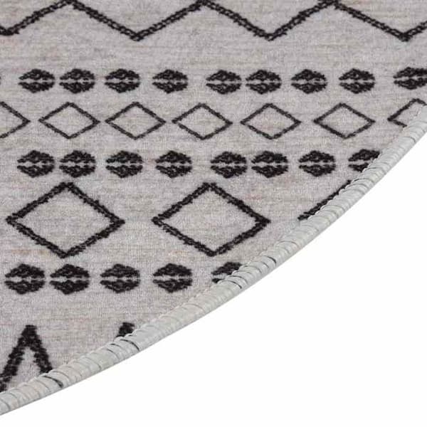 Tæppe - MAISON EXCLUSIVE - Ø120 cm - Rund - Sort og hvid - Polyester velour svart och vitt