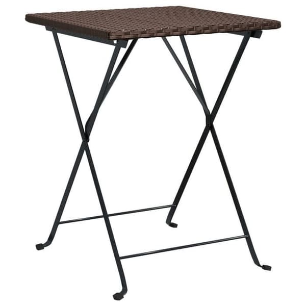 Fällbart bistroset - Exklusivt Hem - Brun flätad resin - Pulverlackerad stålram - Bord + 2 stolar brun