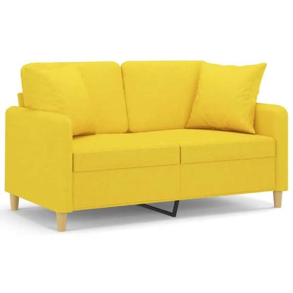 Maison Exclusive - Soffa 2 platser med ljusgula kuddar 120 cm tyg