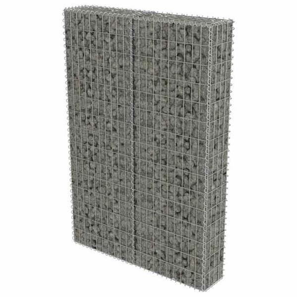 Maison Exclusive - Gabionvägg med galvaniserade stålskydd 100x20x150 cm silver-