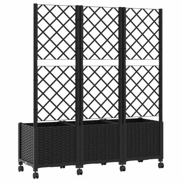 Maison Exclusive - Puutarhakärry, jossa on ritilä ja pyörät, musta 120 x 40 x 146 cm PP