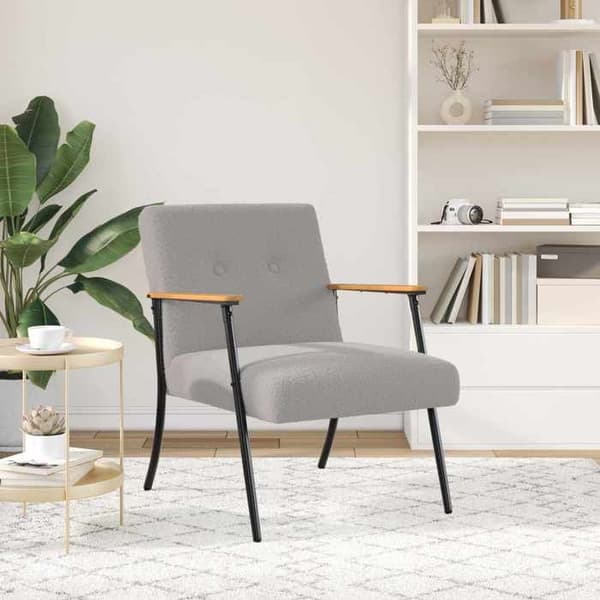 Stol - EKSKLUSIVT HUS - Moderne model - Lys grå - Stof imiteret bouclé uld - Stålben Ljusgrått