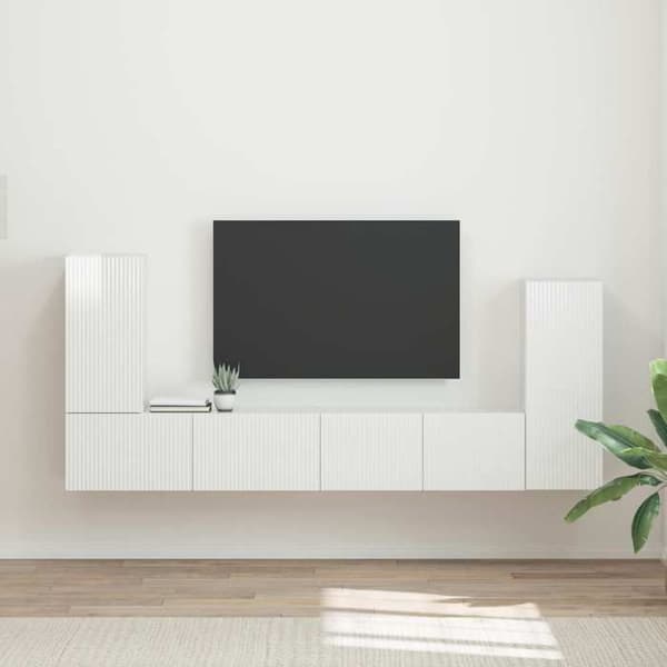 Maison Exclusive - 4 dele TV-møbel sæt Hvid højglans Ingeniørtræ