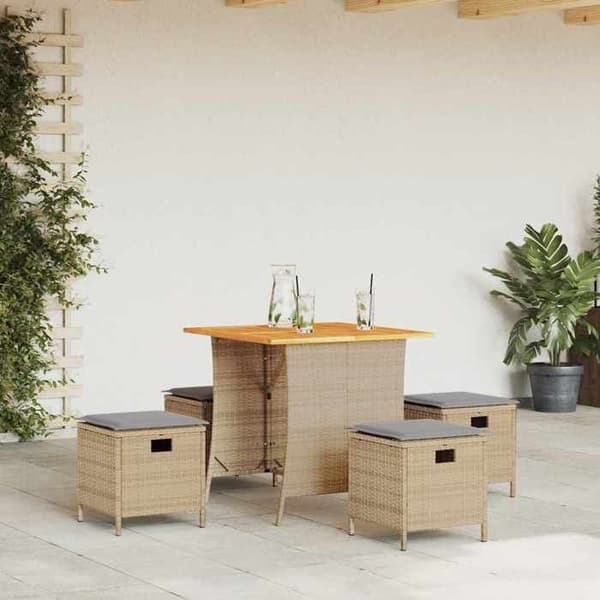 Maison Exclusive - Puutarhakalusteryhmä tyynyillä 5 kpl Beige polyrottinki
