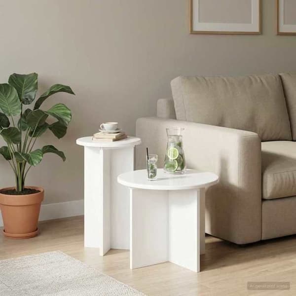 Maison Exclusive - Sæt af 2 sideborde Hvid Ø 45 x 35 cm Vit