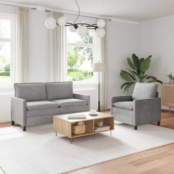 Maison Exclusive - 2-delars Soffset i Ljusgrå Sammet