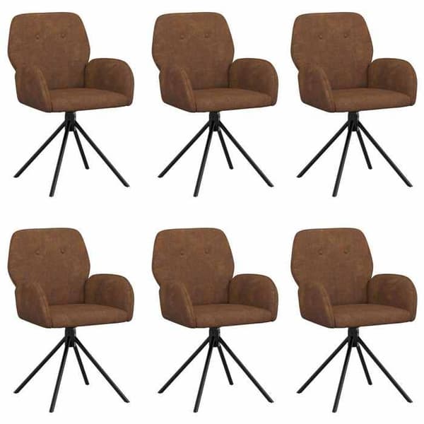Maison Exclusive - Snurrande matstolar 6 st Syntetisk mocka Brun